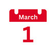 March 1 Calendar Day or Calendar Date for Deadlines / Appointment On a clear transparent background