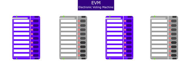 Wall Mural - Electronic Voting Machine (EVM) design isolated on a white background.  It is a device used to electronically record and count votes cast in elections.