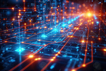 blue cyber digital data technology background. edge computing, explore the benefits and challenges o