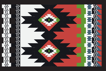 Wall Mural - Navajo Tribal Fabric Pattern, Ethnic Fabric Pattern Ethnic fabric patterns designed with geometric patterns. Textiles and sewing. Blankets, covers, sheets. Vector illustration.