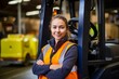 © aicandy - A Glimpse into the Daily Life of a Determined Female Forklift Operator in a Busy Warehouse