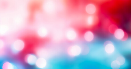 Wall Mural - Abstract blur bokeh banner background. Silver bokeh on defocused teal red and coral colors background