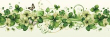 Abstract Colorful Green Background With Clover Leaves