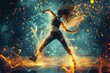 Surreal dancer exploding during dance action,