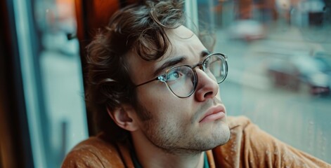 Wall Mural - Close up portrait of man with eyeglasses