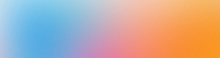 Abstract noisy gradient background of multicolored pastel blue pink orange colors. Color palette, colorful pattern with a soft noise effect. Holographic blurred grainy gradient banner texture