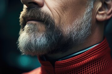 Sticker - A close-up photograph of a man with a beard. This image can be used to portray masculinity, fashion, or grooming