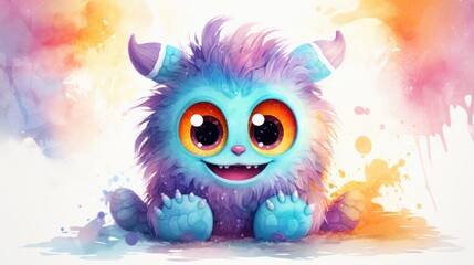 Poster - A cartoon monster with big eyes. This image can be used for various creative projects