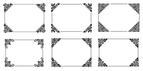 Canvas Print - Decorative frames retro ornamental, vintage square ornaments and ornate border vector set