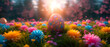 Colorful Easter Egg in a Field of Wildflowers
