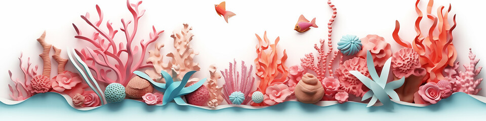 Wall Mural - coral reef sculpture cut out of paper.