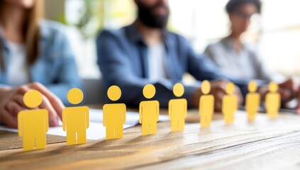 Sticker - Yellow figures on office table symbolizing teamwork