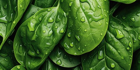 Canvas Print - A close up view of a bunch of green leaves. This image can be used for various nature and environmental themes