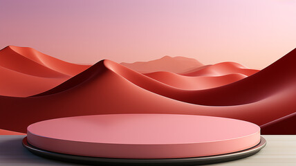 Wall Mural - pink podium pedestal platform plastic paper sculpture.