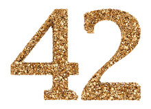 42 Number Gold Glitter