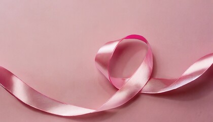 Sticker - pink ribbon on pink background with copy space