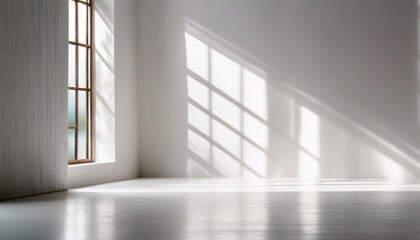 Poster - abstract white studio background for product presentation empty room with shadows of window display product with blurred backdrop