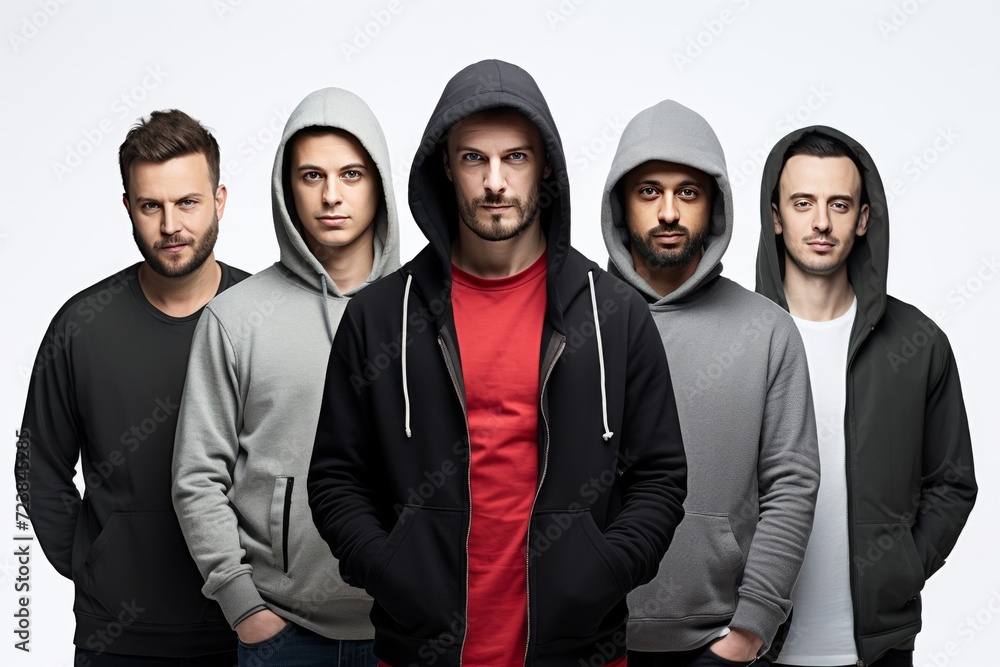 Group of hacker, cybercriminal with laptop stealing user personal data. Hacker attack and web security. Hacker in black hood with laptop trying to cyber attack. Generative AI.