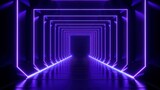 Fototapeta Do przedpokoju - 3d abstract background with neon lights. Empty stage. Neon tunnel