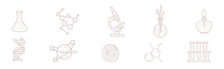 Sticker - Different Lab and Chemistry Hand Drawn Element Vector Set