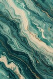 Fototapeta Nowy Jork - Abstract Wave Painting Background in the Style of Dark Teal and Light Beige - Organic Topography Marbleized Art in Colors Light Green and Aquamarine Wallpaper created with Generative AI Technology