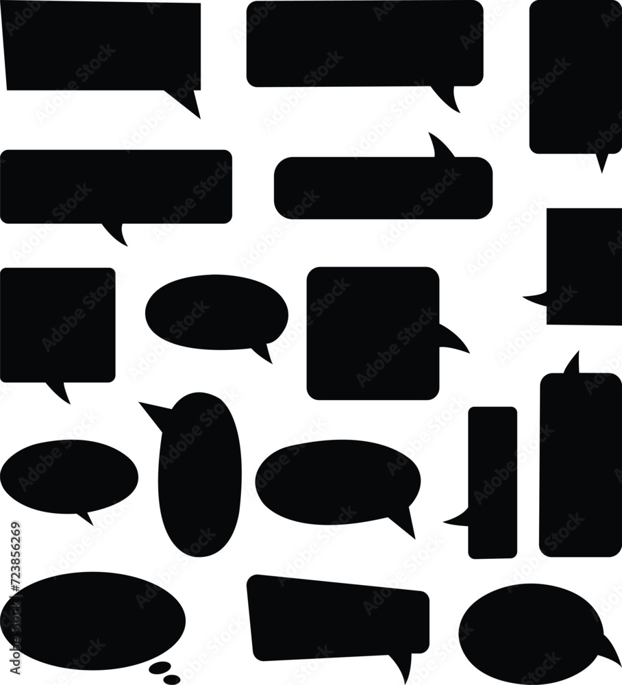 Speech Bubble black icon set. Talk bubble. Cloud speech bubbles ...