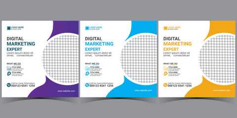 business social media post template. corporate media post template. set of square banner template.