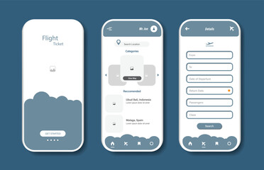 Wall Mural - online flight ticket booking design for mobile application. flight ticket booking platform screen. g