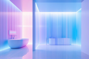 Canvas Print - Vibrant hologram color minimal design decoration modern bathroom interior