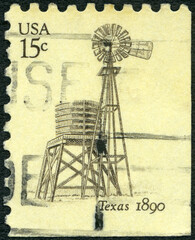Wall Mural - USA - 1980: shows Southwestern Windmill, Texas, 1890, Mills, 1980