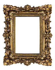 Wall Mural - Empty old colored picture or image frame. Top view, studio photgraphed. Isolated cutout on a transparent background.