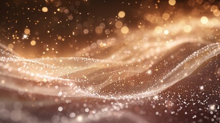 Wall Mural - abstract shine glow backgound. white glitter wave on brown.