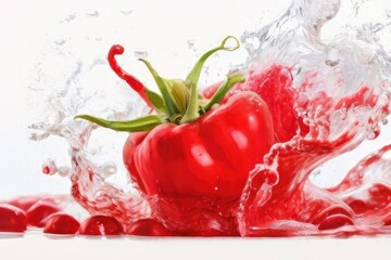 Sticker - red vegetables in water splash