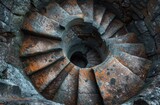 Fototapeta Na drzwi - a_spiral_staircase_inside_of_a_stone_building