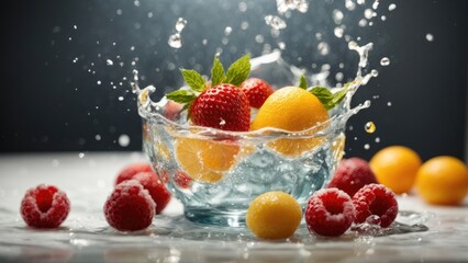 Wall Mural - fruit with water splash