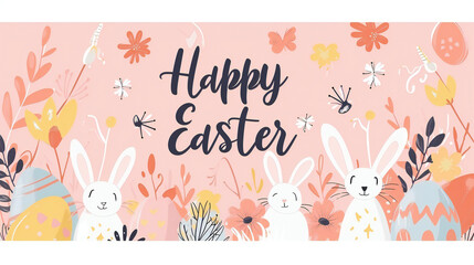 Wall Mural - Happy Easter banner, poster, greeting card 