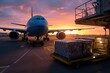 Business Cargo Solutions Airplane Being Loaded with Packages and Containers Generative AI