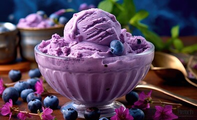 Canvas Print - blueberry vanilla ice cream 