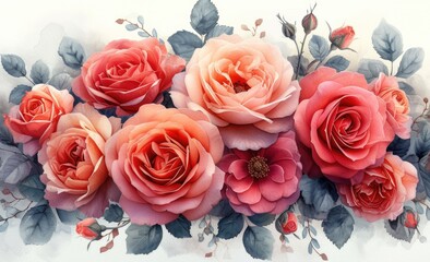 Wall Mural - bouquet of pink roses