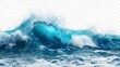 blue color sea wave with real transparent background in high resolution