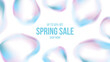 Spring Sale Banner. Springtime Sale promotion background with light colored bubbles. Soft fluid blurred colors. Blue and pink color gradients. Vector illustration.