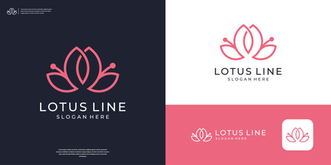 Wall Mural - Abstract line lotus flower logo design template
