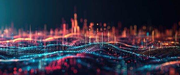 Futuristic concept abstract smart city dot point connect with gradient line technology data building