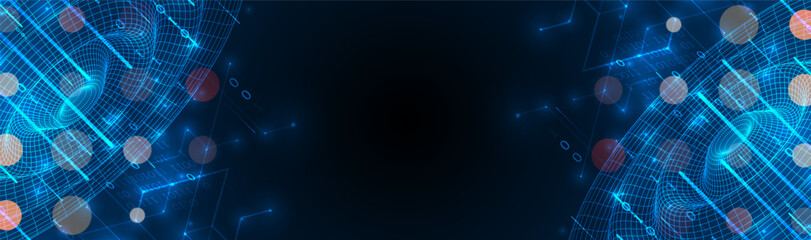 Futuristic technology background. Plexus structure Big data network visualization concept.  Hand drawn vector.