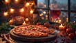 Ambiance chaleureuse : Pizza, vin rouge et soirée intime à la maison