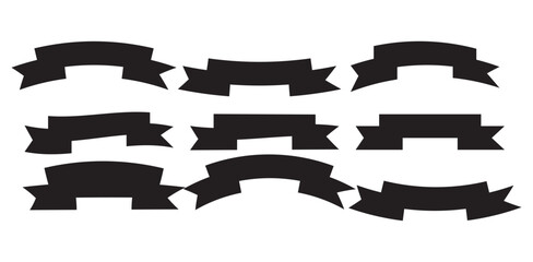 Canvas Print - ribbons black different shapes set. vector element for decoration different configuration.text banne