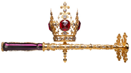 Canvas Print - Crown and Scepter. Isolated on a white background png like