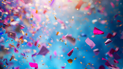 Canvas Print - Confetti Explosion. A lot of colorful confetti exploding in a macro view