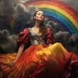 The woman model with the rainbow
