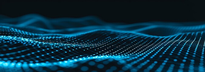 Wall Mural - modern and futuristic horizontal blue abstract wave background, data pixel, code, web technology, da